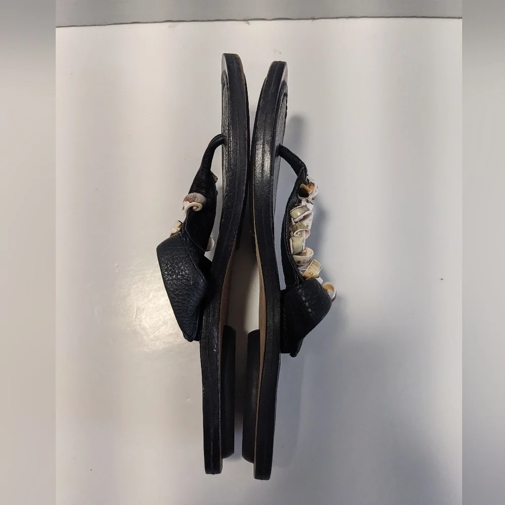 Sam Edelman Black Sandals with Shell Accents Leather Uppers Size 6 - Picture 5 of 8